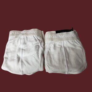 Emporio Armani Mens White Briefs Soft Stretchy Fabric White Size Large set of 2